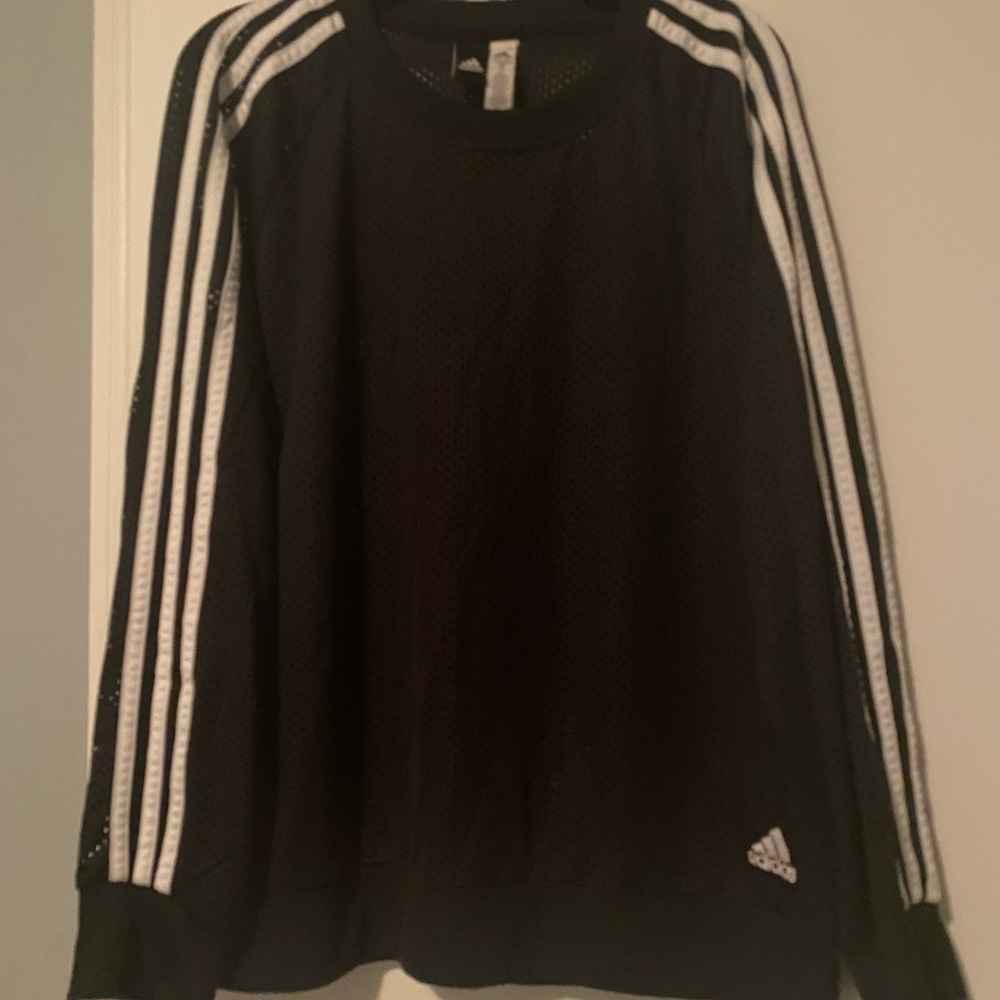 Adidas black white mesh long sleeve top woman’s  M